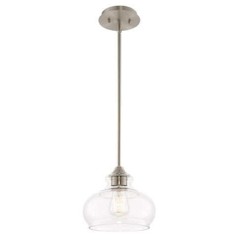 Modern Schoolhouse Pendant Light With Clear Glass Shade In Brushed Nickel Finish Industrial Farmhouse Style