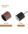 30 Pcs 1-1/2 Inch Sanding Sleeves 120 Grit Set With 2 Pcs 1 Inch Drum Mandrels for Rotary Tools