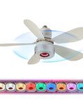 3 in 1 LED Smart Ceiling Fan Light with BT Speaker Remote (40W White) featuring spinning white blades and integrated RGB light.