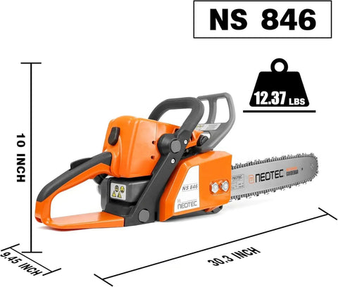 Lightweight Gas Chainsaw With 16 Inch Bar And Chain And 45.4cc Powerhead Delivers Real Cut Power 3 HP Output 2.24 kW 13.3 Lb Ready