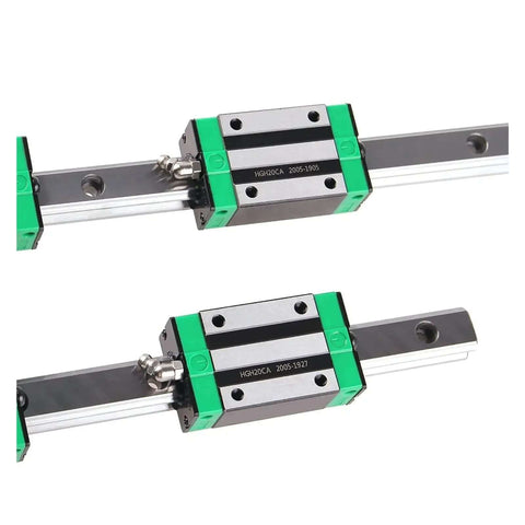 Get Smooth Sliding Action With These High Precision Linear Guide Rail Kits Featuring Two 2000mm HGR20 Rails And Four HGH20CA Bearing Blocks Perfect For DIY CNC Machinists And 3D Printing Geeks Who Demand Zero Stick Slip Performance; HGH20CA block on steel rail
