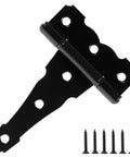 Heavy Duty 4 Inch T Strap Door Hinge 270 Degree Swing Matte Black Finish with screws 10 Pack 2mm Thick