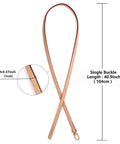 Top Shelf Genuine Vachetta Leather Shoulder Strap Straight Up Fine Short Purse Strap Thin Crossbody Handbag Replacement For Luxury Pochette Bag Apricot Tone with single buckle, 40.9 inches long.