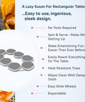 Expandable Light Gray Lazy Susan Turntable For Rectangular Dining Tables with heat resistant trays and easy glide wheels.
