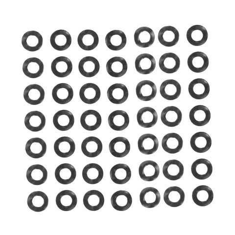500 Pack Wave Washer Kit For Electrical Appliance Connections, Wave Gaskets And Spring Steel Washers, A Handy Go To Set For DIY Projects And Repairs, Built Tough For Reliable Long Lasting Appliance Fasteners. Black wave washers arranged in rows on white background