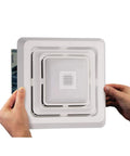 Bluetooth Speaker Bath Exhaust Grille Cover With LED Light For Bathroom Fans White Finish, hands holding grille for install