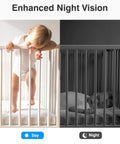 Day and night view of baby in crib monitored by Crater 2K WiFi Pan Tilt Security Cam For Home, 3MP Baby And Pet Monitor.