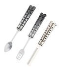Foldable Butterfly Spork Camping Set Stainless Steel Utensils For Hiking And Backpacking Lightweight Travel Cutlery With Spoon And Fork