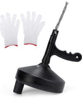 Heavy Duty 33 Foot Plumbing Snake Auger with gloves, designed for clearing sink and toilet clogs easily.