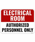 Heavy Gauge Electrical Room Sign Aluminum Authorized Personnel Only Safety Door Plaque 14x10 Inches, red and white design.