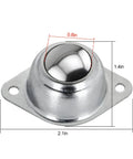 16 Pcs Three Quarter Inch Roller Ball Transfer Bearing Set With Flange Mounts, Built Tough Beefy Carbon Steel 360 Degree Rotation