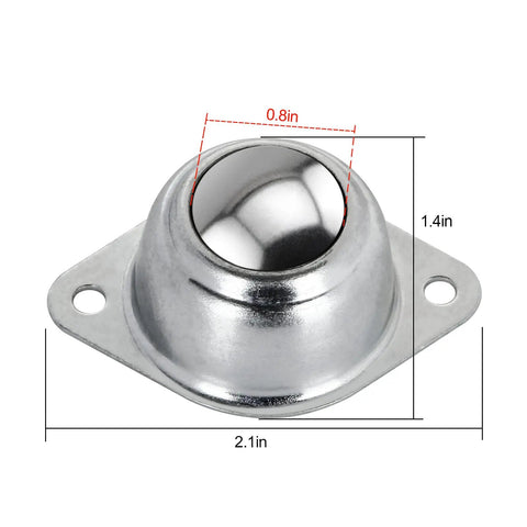 16 Pcs Three Quarter Inch Roller Ball Transfer Bearing Set With Flange Mounts, Built Tough Beefy Carbon Steel 360 Degree Rotation