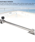 Adjustable boat hatch window support rod in marine-grade stainless steel with black knob and mounting base