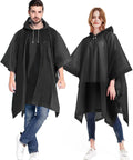 Waterproof Reusable Rain Ponchos For Adults Two Pack With Drawstring Hood EVA Material Eco Friendly Quick Dry Unisex