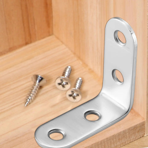 Heavy Duty Iron Angle Brackets 40x40mm Corner Braces With Screws Rust Proof Metal Corner Supports For Furniture And Tables Silver L Shape