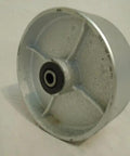 Heavy Duty 6 Inch Swivel Caster Kingpinless Semi Steel Iron Wheel Set with Two Rigid Units 1200 Lb Rating showing a single iron wheel.