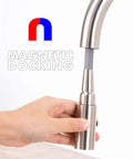 Hand docking sprayer on High Arc Kitchen Faucet With Pull Down Sprayer and Magnetic Docking Brushed Nickel Finish No Fuss Lead Free