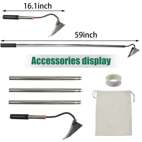 Heavy Duty Garden Hoe For Weeding And Loosening Soil With A 6 Inch Welded Steel Head And 54 Inch Stainless Handle accessories