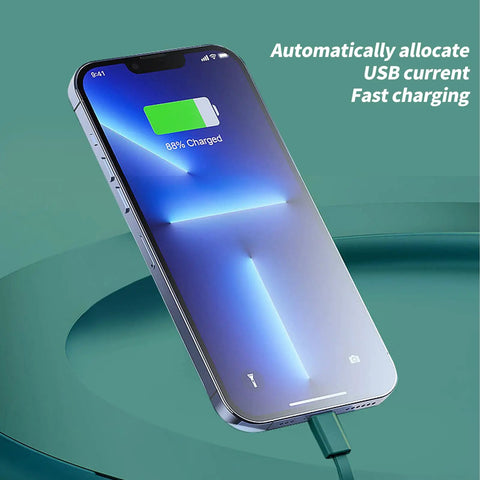 No Fuss Next Gen Smart Power Strip Featuring Lightning Fast Usb C Ports And Ble App Sync Plus Hassle Free Voice Command For Dependable Home Setup Surge Guard with phone showing charge status.