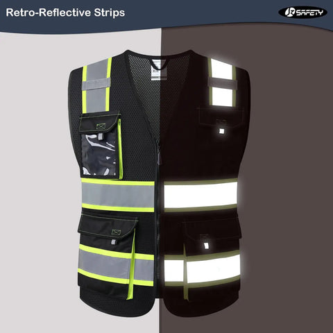 Stay Cool And Look Sharp Working Outdoors With This No Sweat High Reflective Mesh Vest Designed For Heavy Duty Days Featuring Super Light Breathable Fabric That Delivers Maximum Visibility All Day, showcasing mesh material and pockets.
