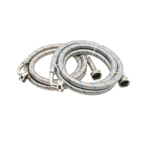 6 Foot 90 Degree Elbow Washing Machine Hose Stainless Steel Braided For Hot And Cold Water Supply Lines Universal Washer Connector