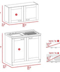 Dimensions of Built Like A Tank Wooden Twin Cabinet Set In Fresh Light Gray With Dual Countertops and smart compartments.