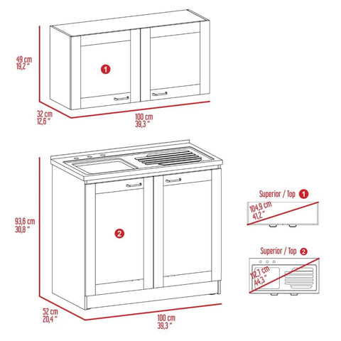 Dimensions of Built Like A Tank Wooden Twin Cabinet Set In Fresh Light Gray With Dual Countertops and smart compartments.