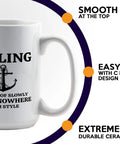 15oz White Sailor Coffee Mug Gift For Boaters And Boat Captains, Funny Lake Scene, The Art Of Sailor Gifts, Perfect On The Go