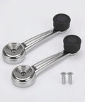 Top Grade Chrome Alloy Manual Window Crank Lever For Cars With Textured Black Knob Smooth Operation Perfect For Daily Driving And Garage Restoration Projects. Chrome alloy manual window crank handle with black knob and screws.