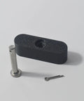 Heavy Duty Futon Glide Rollers Replacement Set With Tough Pin Shafts And Slick Oblong Wheels For Easy Couch Slide No Sweat Install Rock Solid Furniture Glides 2 Pack parts including black slider and steel pin.