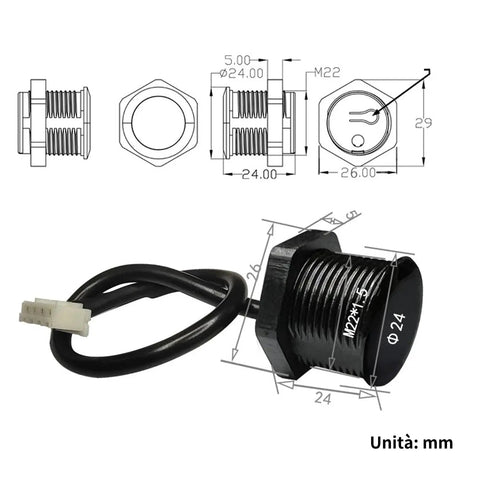 Infrared Distance Sensor Proximity Switch With Obstacle Avoidance, detailed dimensions and rugged design, IP67 waterproof, DC5-24V
