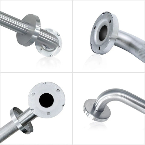 Heavy Duty 24 Inch Brushed Nickel Grab Bars For Bathroom Safety, solid one piece construction, wall mount ends, rust resistant finish