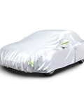 Weatherproof Car Cover for Sedans Up To 200 Inches With Door Zipper, UV And Snow Protection, in silver 150D Oxford fabric
