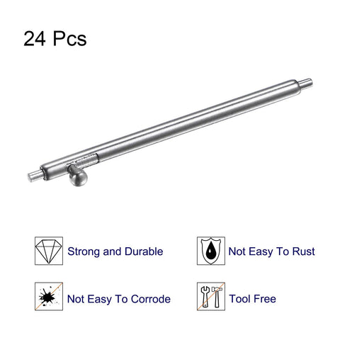 Rock Solid 24 Piece 23mm Quick Release Spring Bars Stainless Steel Watch Pin Set For Leather Rubber Strap Links Smooth DIY adjustable bracelet connector pro kit image of one bar with tool-free design