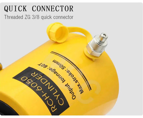 Straight Up 60 Ton Hydraulic Hollow Plunger Ram, 50 Millimeter Stroke With Hand Pump, Tough As Nails Heavy Duty Jack Built To Crush Heavy Loads For Rigging And Garage Work