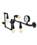 Industrial Retro Vintage Style Farmhouse Steam Punk Water Pipe Wall Sconce Light Dope Rustic Vibe Includes Five 40W E26 Bulbs Indoor Hallway Barn Lamp 36 Inch Long 14 Inch High Black Iron Pipe Fixture