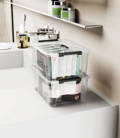 Compact Clear Storage Bins With Secure Latches And Grippy Handles, 6 Pack Plastic Organizer Boxes For Tiny Spaces, 5 Quart Capacity Helps You Keep Your Stash Squared Away And Clutter Free