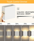 Diagram showing touch control dimmer for Rechargeable Battery Powered Touch Wall Sconce Set Of 2 White Small Up And Down Wall Lights.