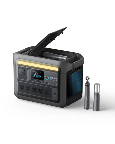SOLIX C800X Portable Power Station With 100W Solar Panel 1200W Peak Output 768Wh LiFePO4 Battery Built In Camping Lights