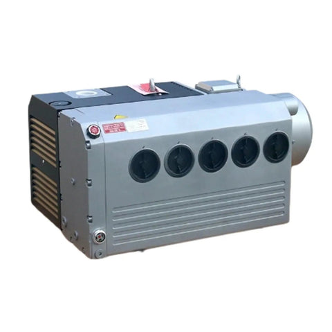 High Performance Industrial Vacuum Pump V VC500 Sealed In Box showing side view with motor and multiple airflow outlets for heavy duty use.