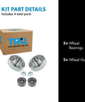 Wheel Bearing And Hub Kit For Audi TT Quattro 2000 2006 And Volkswagen Beetle 1998 2010 Golf 2000 2005 Jetta 1999 2005 Replacement Parts Includes Two Bearings And Two Hubs Ready to Roll For Easy DIY Install image showing kit contents