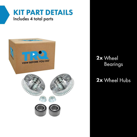 Wheel Bearing And Hub Kit For Audi TT Quattro 2000 2006 And Volkswagen Beetle 1998 2010 Golf 2000 2005 Jetta 1999 2005 Replacement Parts Includes Two Bearings And Two Hubs Ready to Roll For Easy DIY Install image showing kit contents