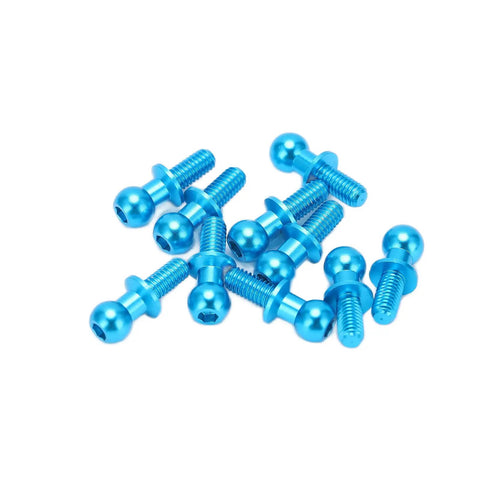 Beefed-Up Aluminum RC Ball Link Track Rod Set For TT01 TT02 Cars, 10 Pieces Ball Screw Ends, Shock Absorber End Caps, Rock-Solid Alloy Build, Blue Finish, Precision Fit For Easy Steering And Lasting Suspension