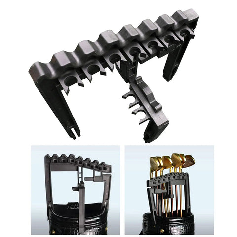 9 Slot Golf Club Organizer For Bag And Stand Putter Holder Iron And Driver Separator Divider System, durable black plastic