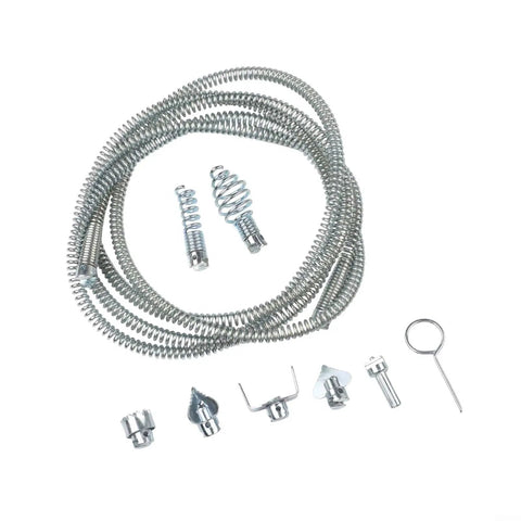Heavy Duty Electric Pipe Auger With A Rock Solid Steel Spiral Cable, interchangeable cutting heads and steel coils for drain clogs.
