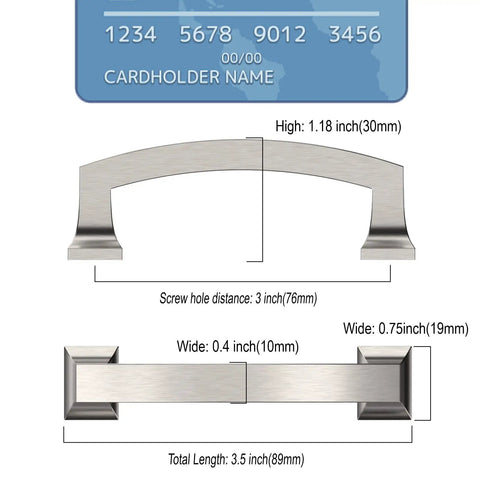 Dimensions of 5 Inch Brushed Satin Nickel Cabinet Pulls 20 Pack With Dual Screw Sizes For Easy Install Kitchen Hardware Cupboard Handles