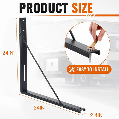 Set Of 2 Steel Truck Tool Box Mounting Brackets 24 By 24 Inch Underbody Mounting Kit dimensions and installation detail