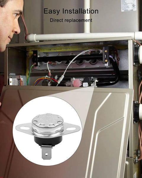 RV Furnace Limit Switch Replacement 31091 High Temp 190F 2 Pack shown during installation in an Atwood Dometic furnace