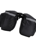 25L Bike Rack Bag For Rear Carrier Double Pannier Trunk Storage With Side Pockets, black, showing reflective strips and handles