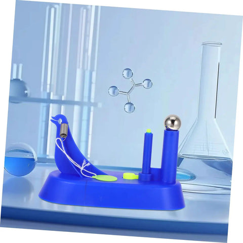 Educational Newtonian Pendulum Swing Tool For Physics Experiments with blue base, metal ball, in a laboratory setting
